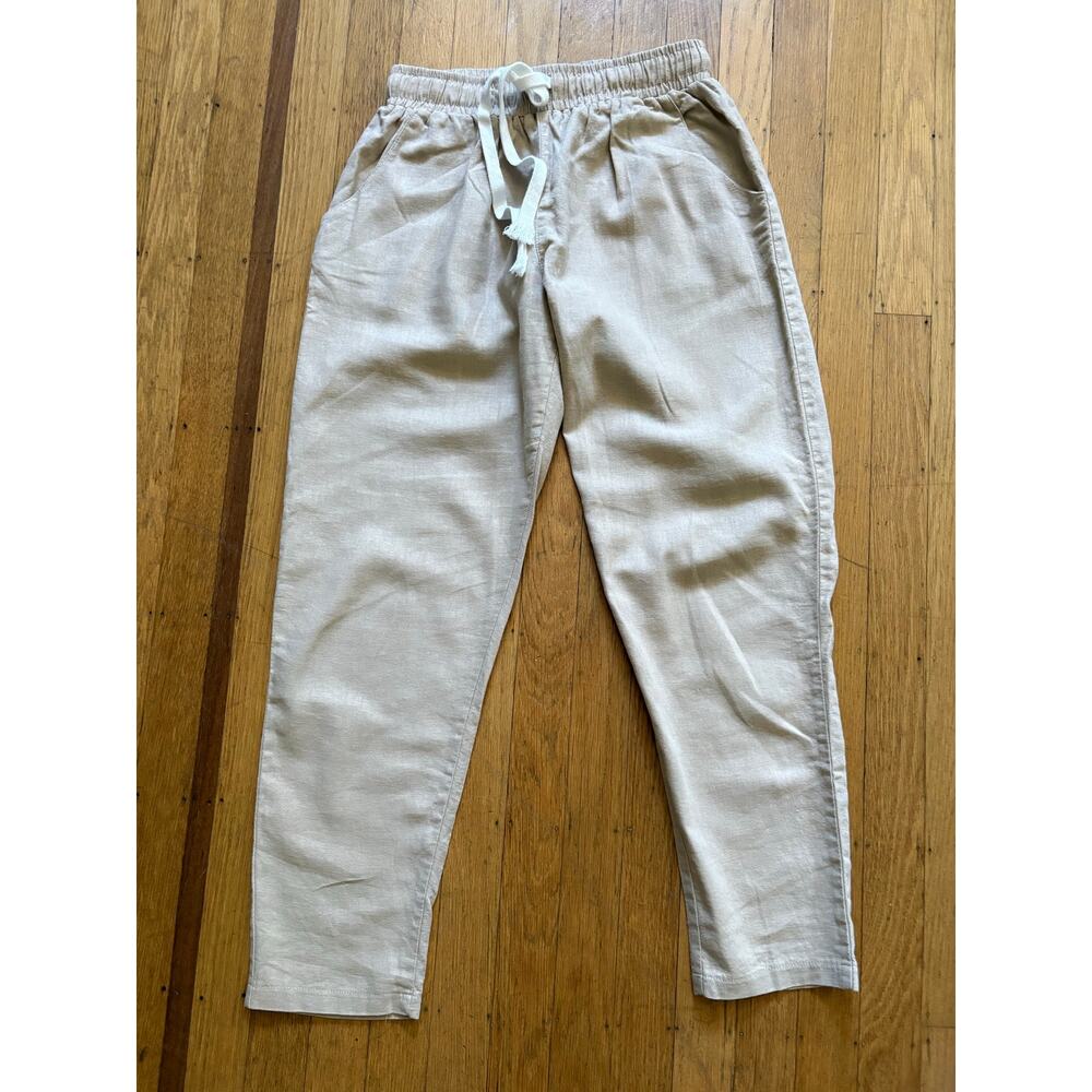 Zara Anos-Years Kids 13-14Y Linen Blend Tapered Drawstring pants Sand Womens XS